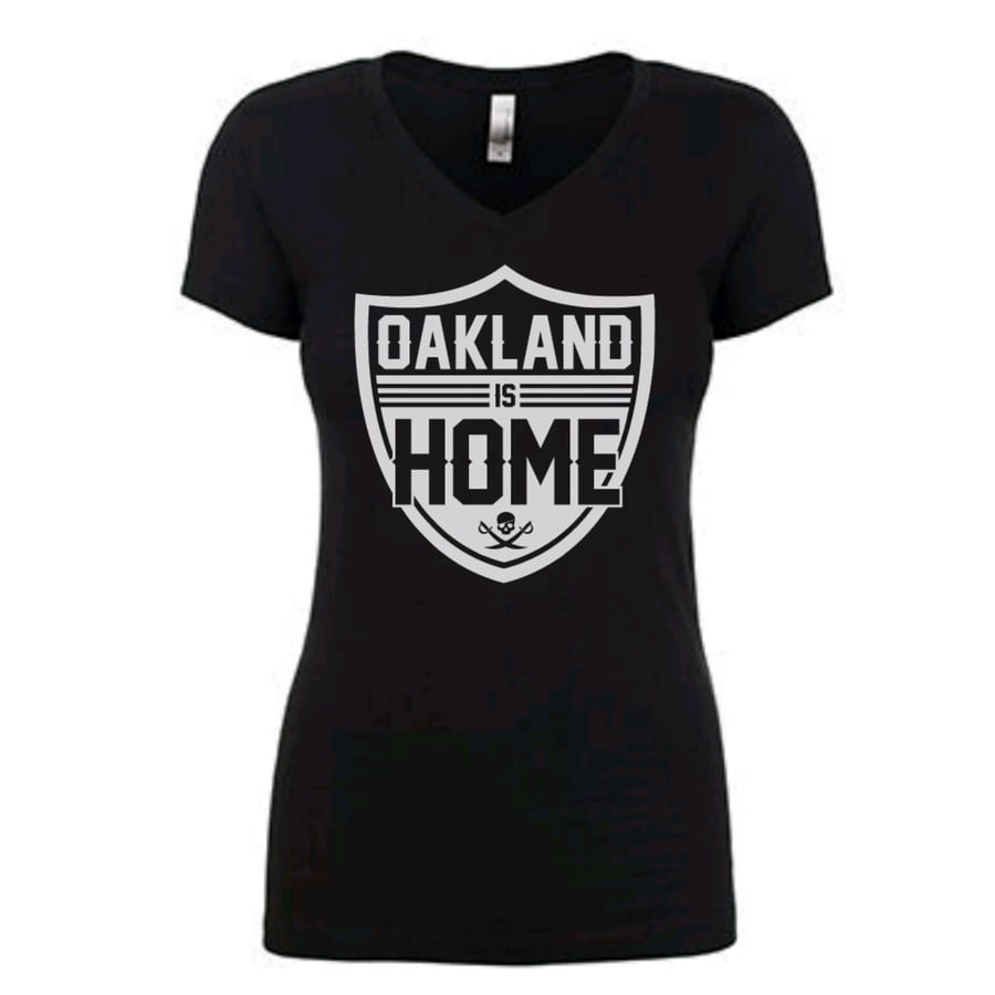 Image of BLACK "Oakland Is Home" Ladies VNecks