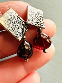 Image 5 of red garnet post earrings