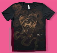 Image 1 of “HOOKED” CUSTOM BLEACH PAINTED T-SHIRT MEDIUM