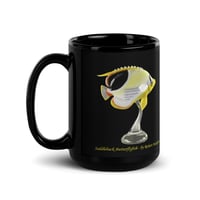 Image 2 of Black Glossy Mug with Saddleback Butterflyfish by Robert Mickelsen