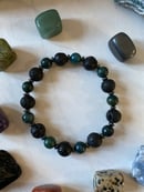 Image 1 of 8/10mm Lava Stone & Moss Agate Bracelet with Hematite 