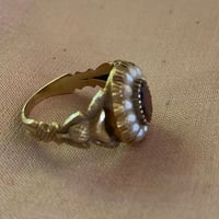 Image 3 of GARNET AND PEARL RING