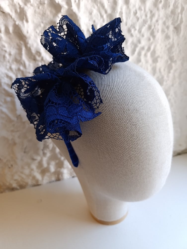 Image of Cerchietto rouches pizzo blu cina 