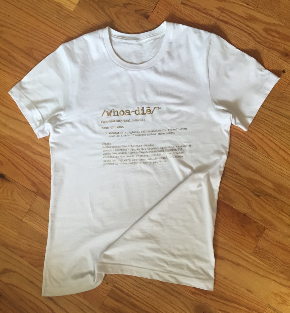 Image of Classic Full Definition Whoadie Tee (White with Gold Text)
