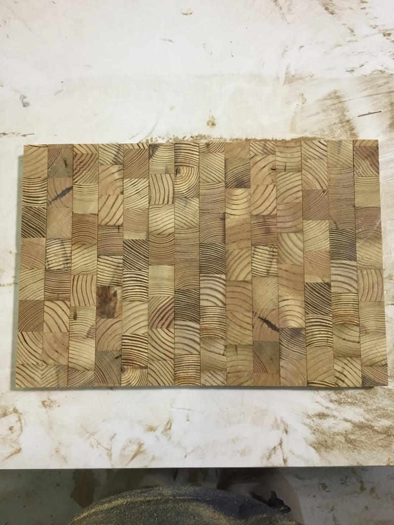 Image of Pine end grain cutting board