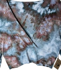 Image 5 of ♻️ UPCYCLED L Knit Bell Sleeve Crop Top in Moody Ice Dye