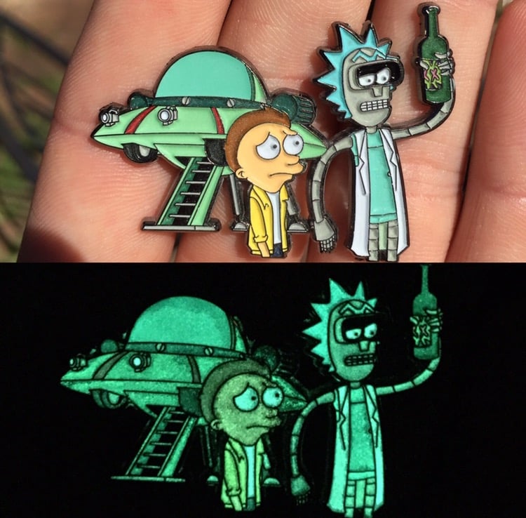 Image of PRIME PREMNE Rick and Morty x Futurama Limited Editon Lapel Pin