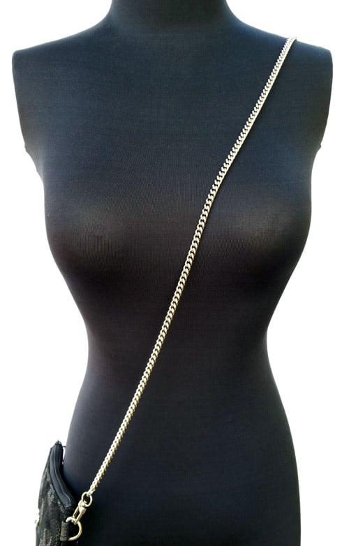 Image of NICKEL Chain Purse Strap - Mini Classy Curb Chain - 1/4" Wide - Choose Length & Clip Style