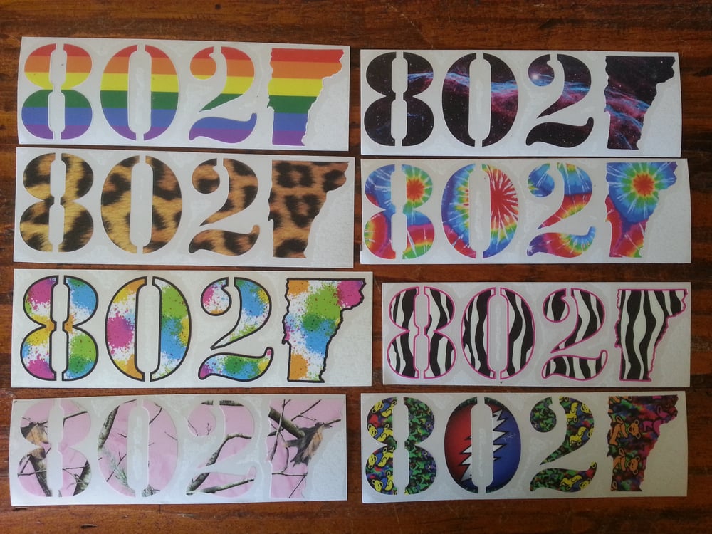 Image of Vermont 802 Sticker Decal - Digital printed 802 stickers - Vermont bumper sticker 
