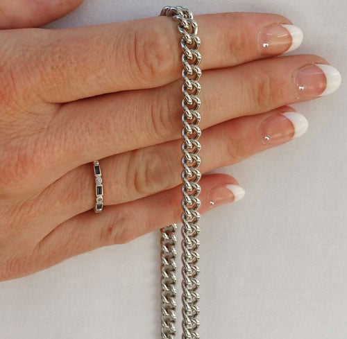 Image of NICKEL Chain Purse Strap - Mini Classy Curb Chain - 1/4" Wide - Choose Length & Clip Style