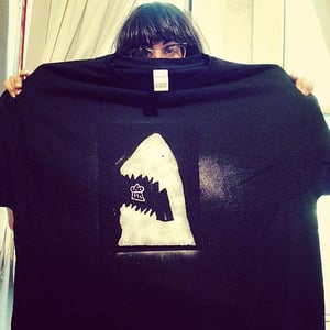 Image of Sharkmuffin GLOW IN THE DARK black t-shirt