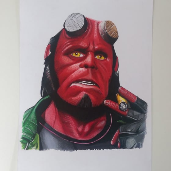 Image of Original Hand Drawn Hellboy Portrait