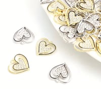 Image 2 of Charms: Double Heart Rhinestone