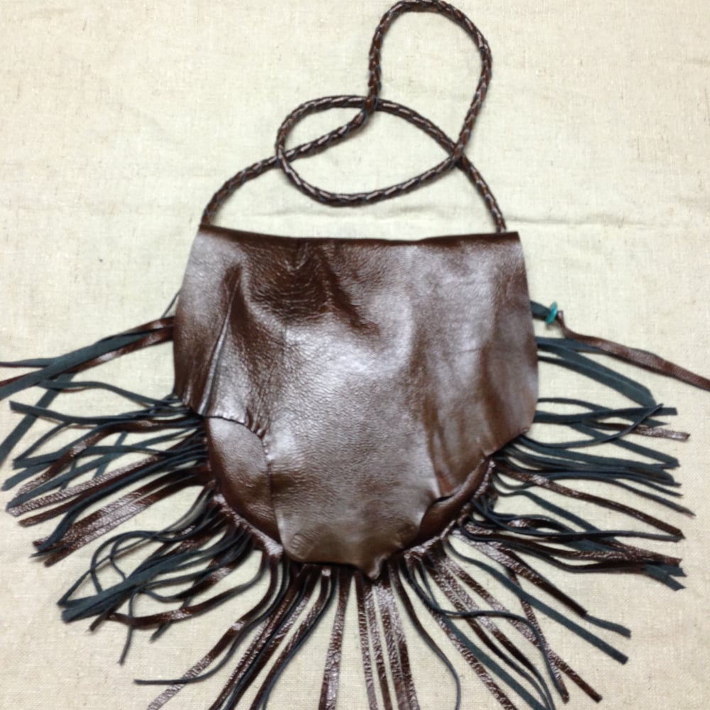 Image of Paniolo Western Fringe Cross Body Leather Bag with Braided Strap
