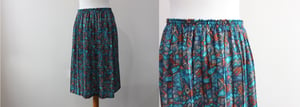 Image of 80's glass printed midi skirt UK10