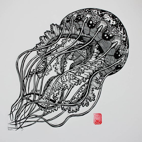 Image of Jellyfish Linocut Print