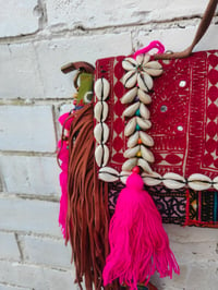 Image 2 of City leather strap bag vintage afghan textiles 