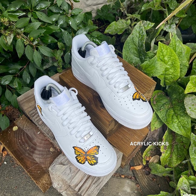 Nike AF1 - Hand Painted Orange Butterflies 