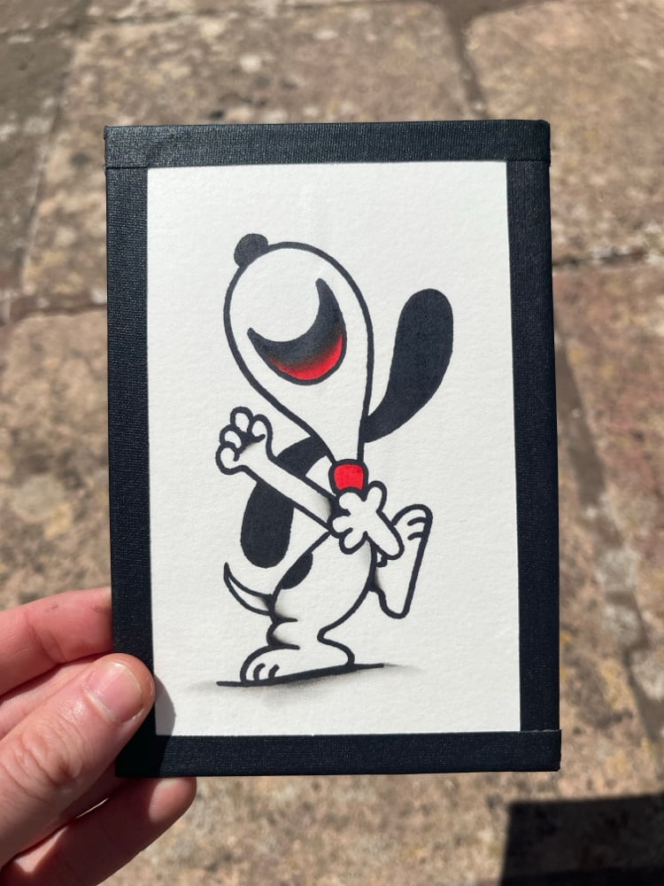 Image of “Party Time” snoopy 6x4 tape framed original 