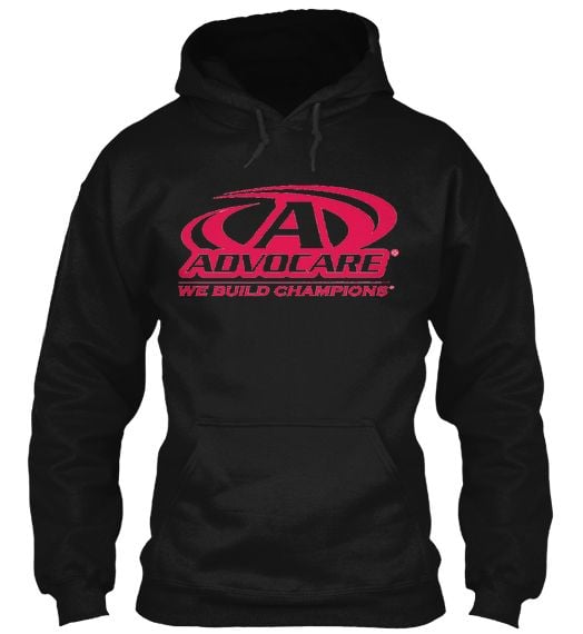 Image of Advocare Black Hoodie Unisex with Hot Pink Logo