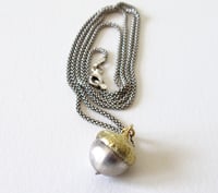 Image 2 of Acorn Pendant 18k and Sterling Silver