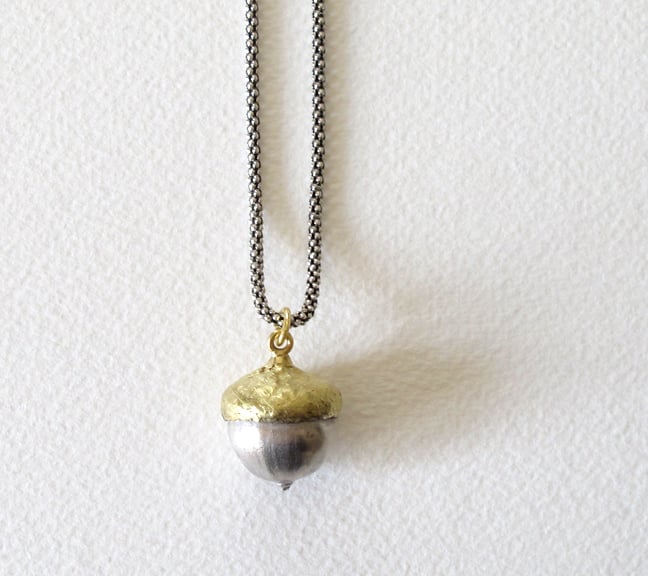 Image of Acorn Pendant 18k and Sterling Silver