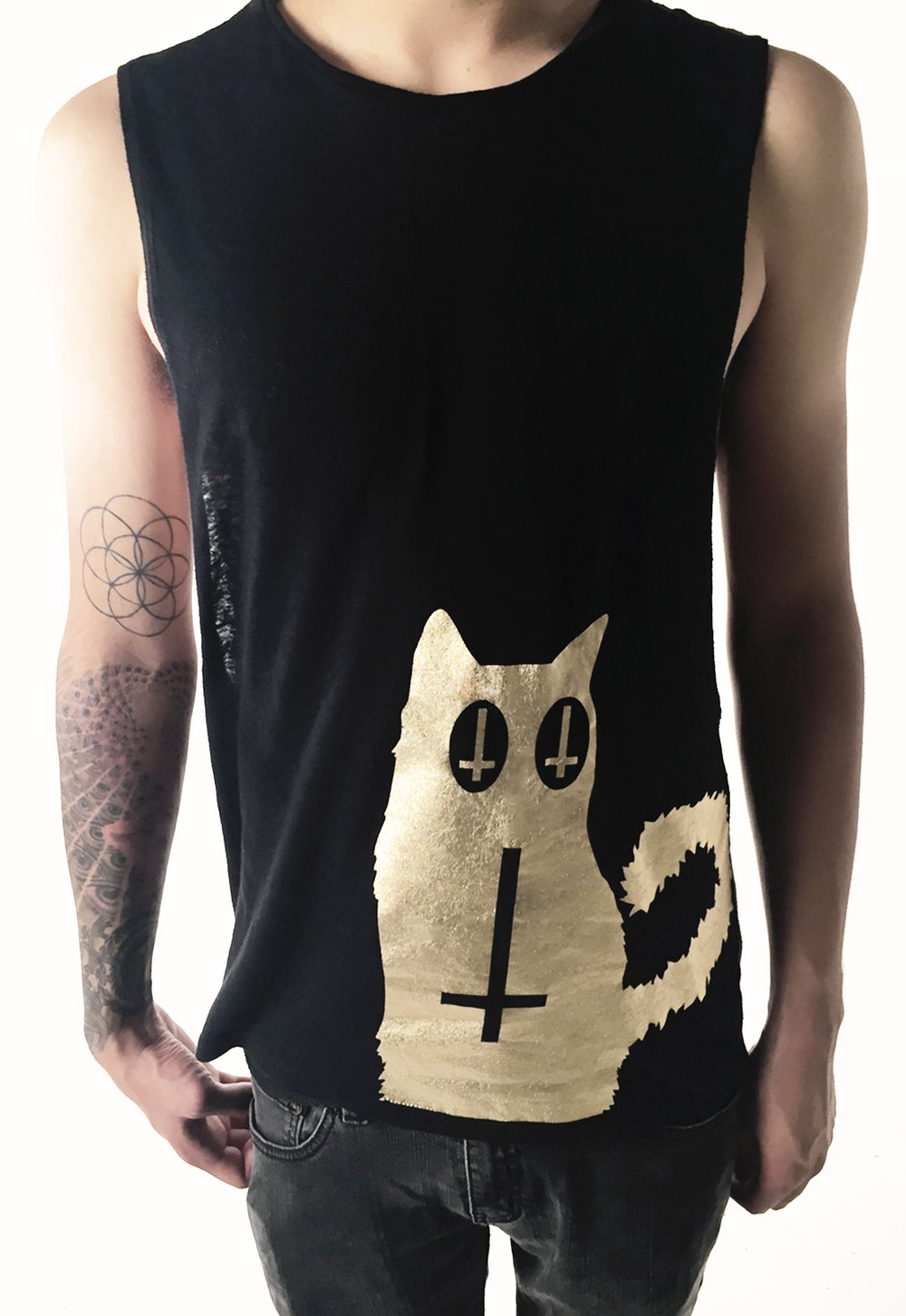 Image of Lucipurr Gold Sleeveless Shirt