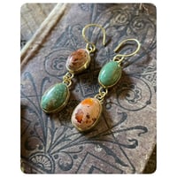 Image 2 of Cantera Opal and Variscite Solid Brass Earrings