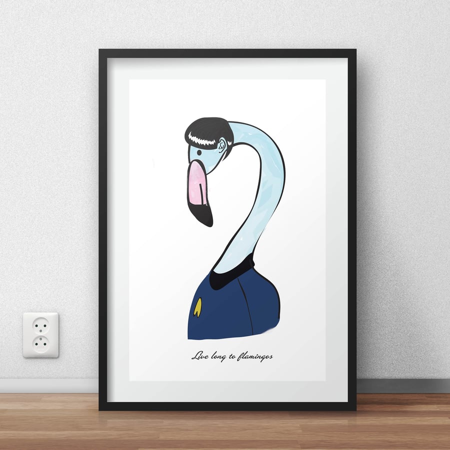 Image of Ilustración - Spok Elvis Flamenco (Serie Famous flamingos)