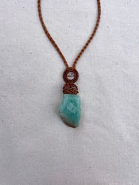 Image 1 of macrame pendant with amazonite stone and clear quartz