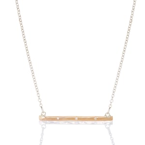 Image of Gold Bar Necklace with Diamond Trio