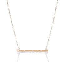 Image 2 of Gold Bar Necklace with Diamond Trio