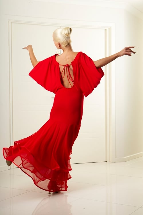 Image of Ballroom Flow Dress RED or BLACK H3279A Dancewear latin ballroom