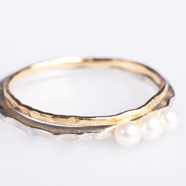 Image of Fijne ringetjes zilver en zilver geel verguld, verlovingring, ringen Antwerpen