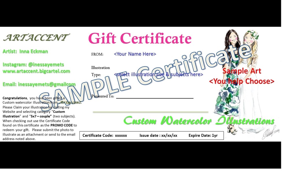 Image of GIFT CERTIFICATES -- Entire Illustration