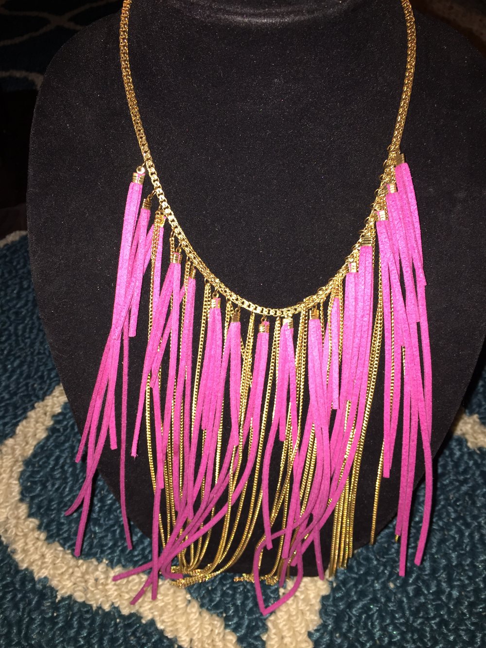 Pink Fringe Necklace