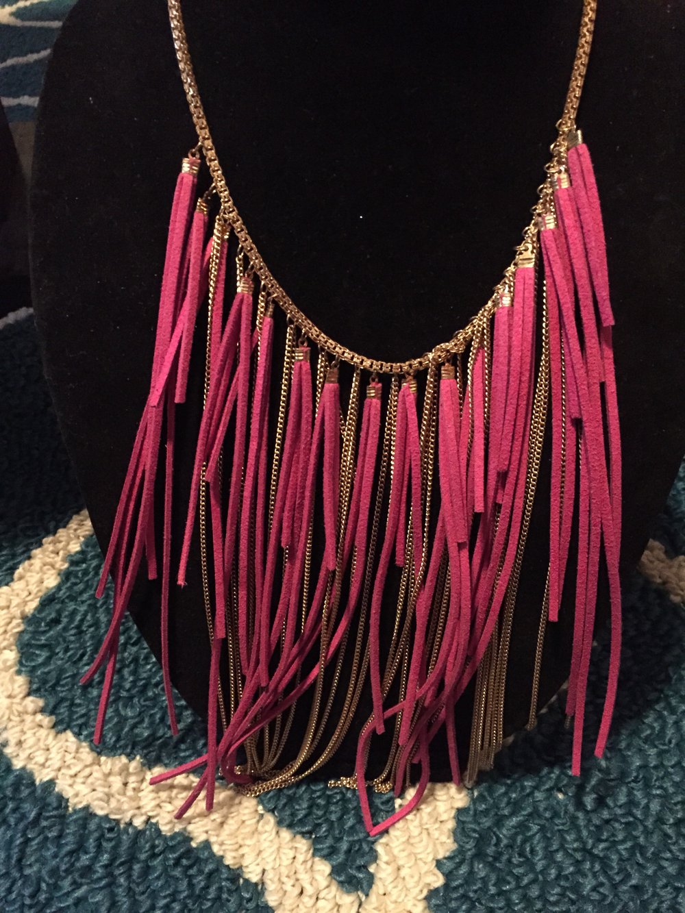Pink Fringe Necklace