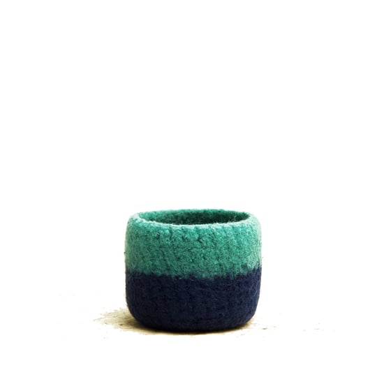 Image of small felted wool bowl / blue on blue 