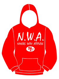 Image 2 of N.W.A. "Niners With Attitude" Red Hoodie, White Letters