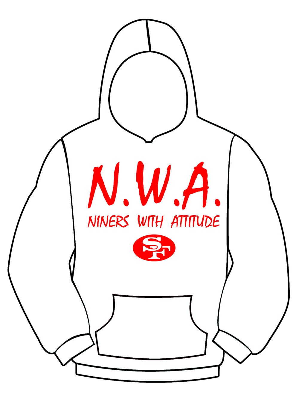 N.W.A. Niners With Attitude White T-Shirt, Red Letters