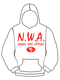 Image 1 of N.W.A. "Niners With Attitude" White Hoodie, Red Letters