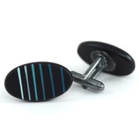 Image 2 of black ombre stripe oval cufflinks