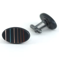 Image 4 of black ombre stripe oval cufflinks