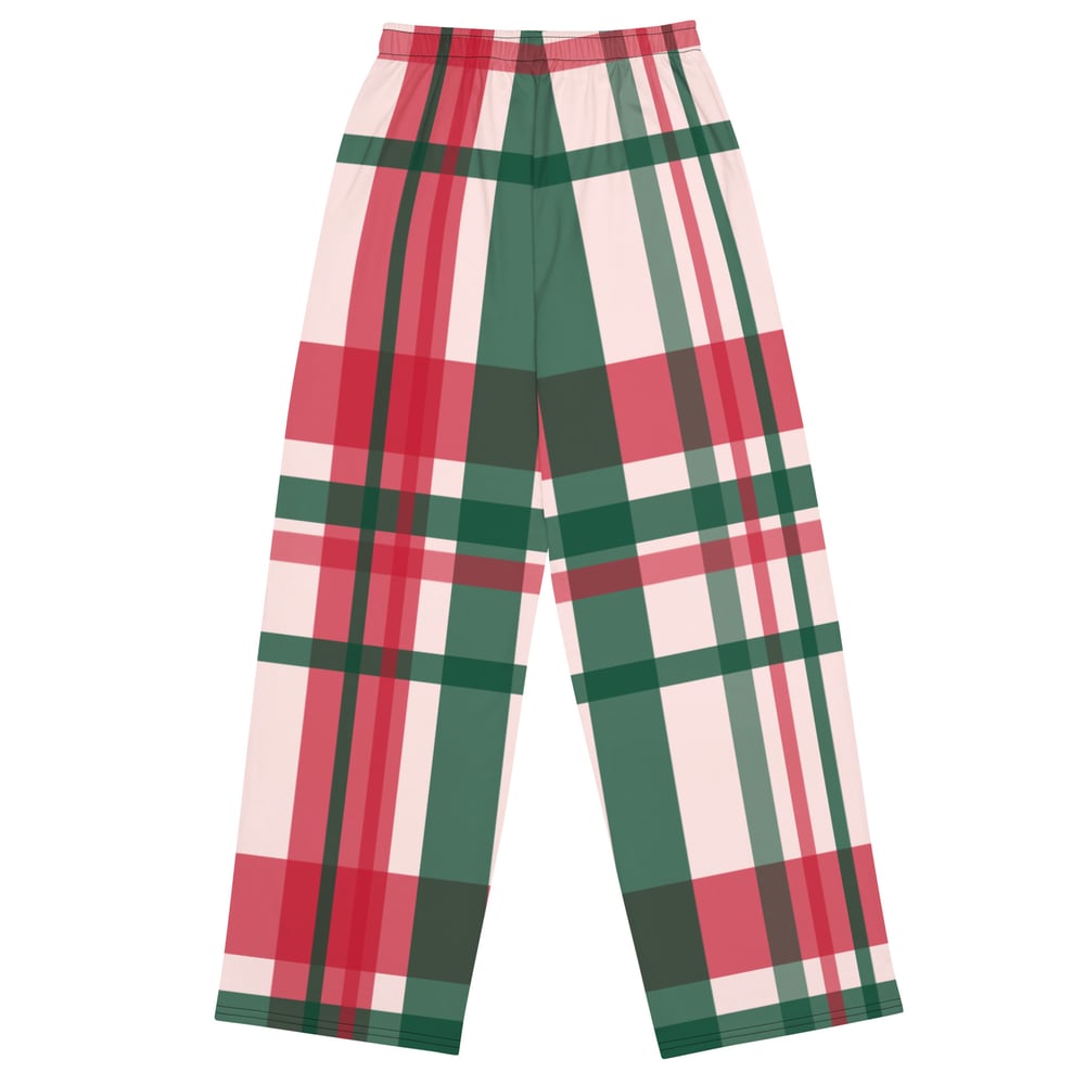 Image of All-over print unisex wide-leg Christmas Plaid pants