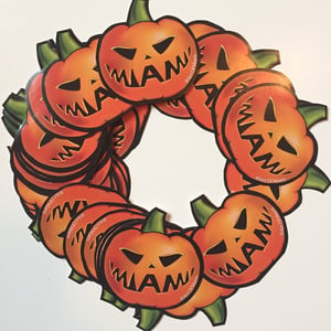 Image of Pack of 4 Miami Jack-o-lantern Stickers (free when you purchase 2 or more shirts)