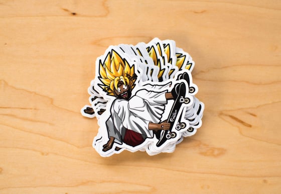 Image of 'SUPER SAIYAN SKATING JESUS' sticker