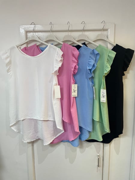 Image of Button Back Frill Sleeve Top