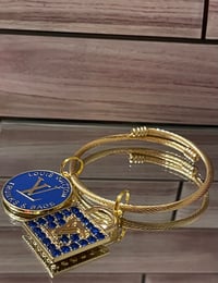 Image 3 of  Gold Wire Bangle Bracelets w/ Designer Inspired Charms