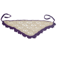 Image 1 of wHite n purple doily lookin bandana