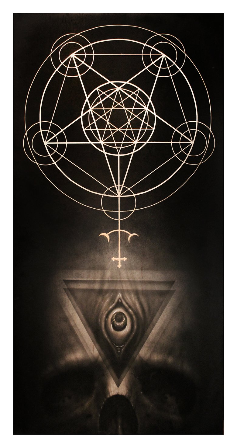 Image of Geometric Pentagram Skull painting